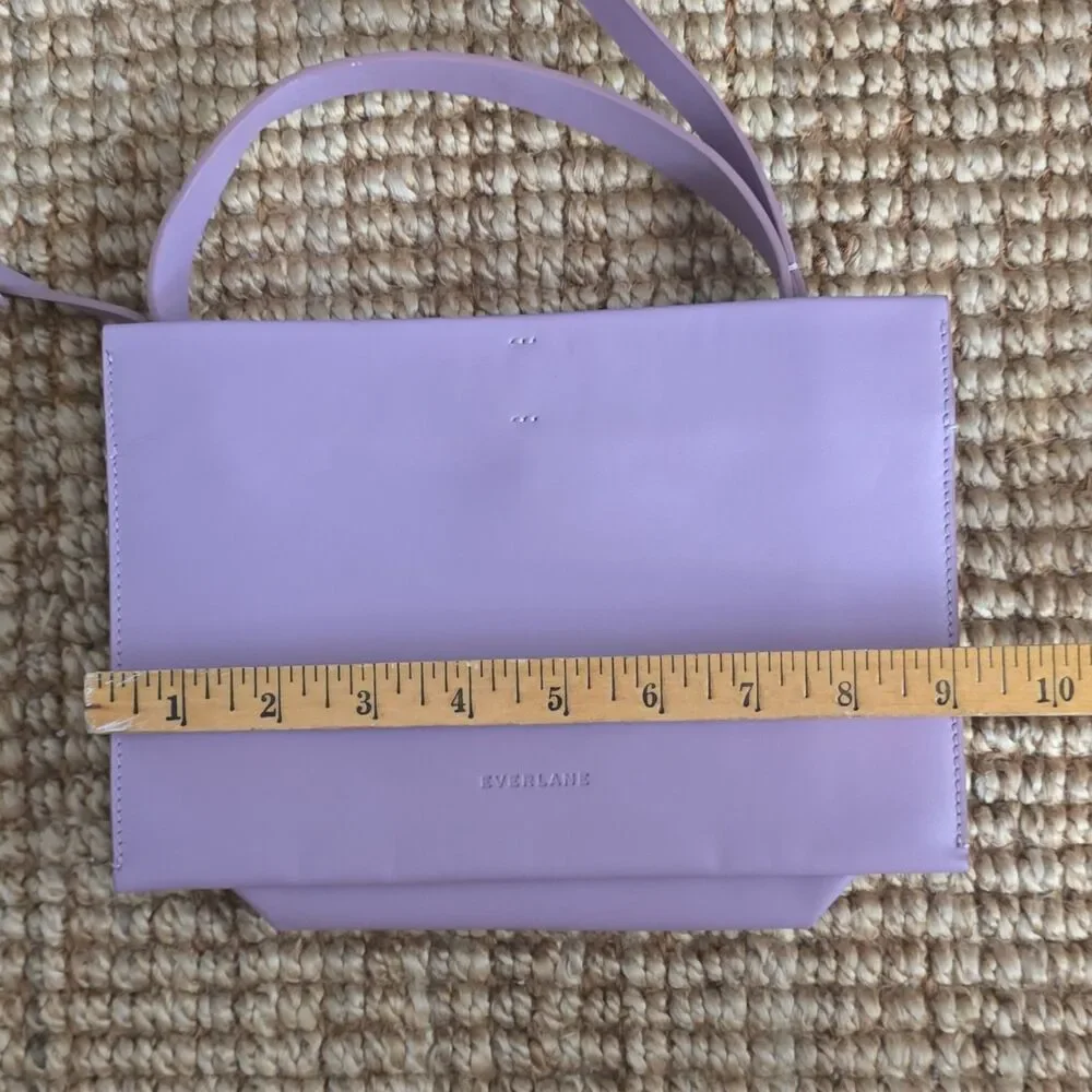 Everlane Lunchbox Lavender Leather Shoulder Bag Adjustable Strap Snap Closure